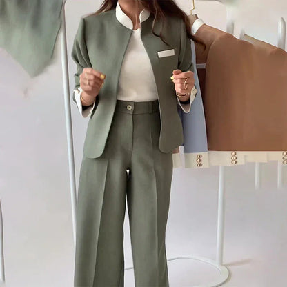 Conjunto de Alfaiataria Elisa™ em Popelina de Algodão / Exclusividade e Sofisticação em Cada Detalhe!