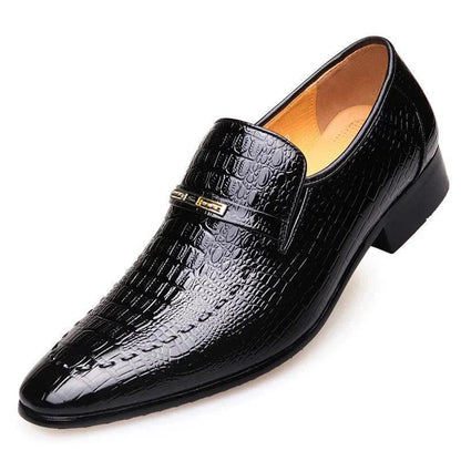 Sapato Social Crocodille™  Bico Fino com Couro Texturizado / Conforto e Elegância para Homens de Elite!