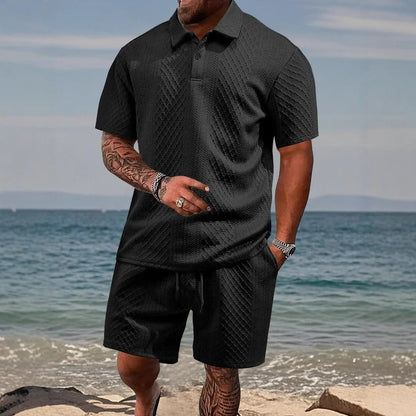 Conjunto Cristiano™ com Malha Texturizada e Gola Polo Estruturada