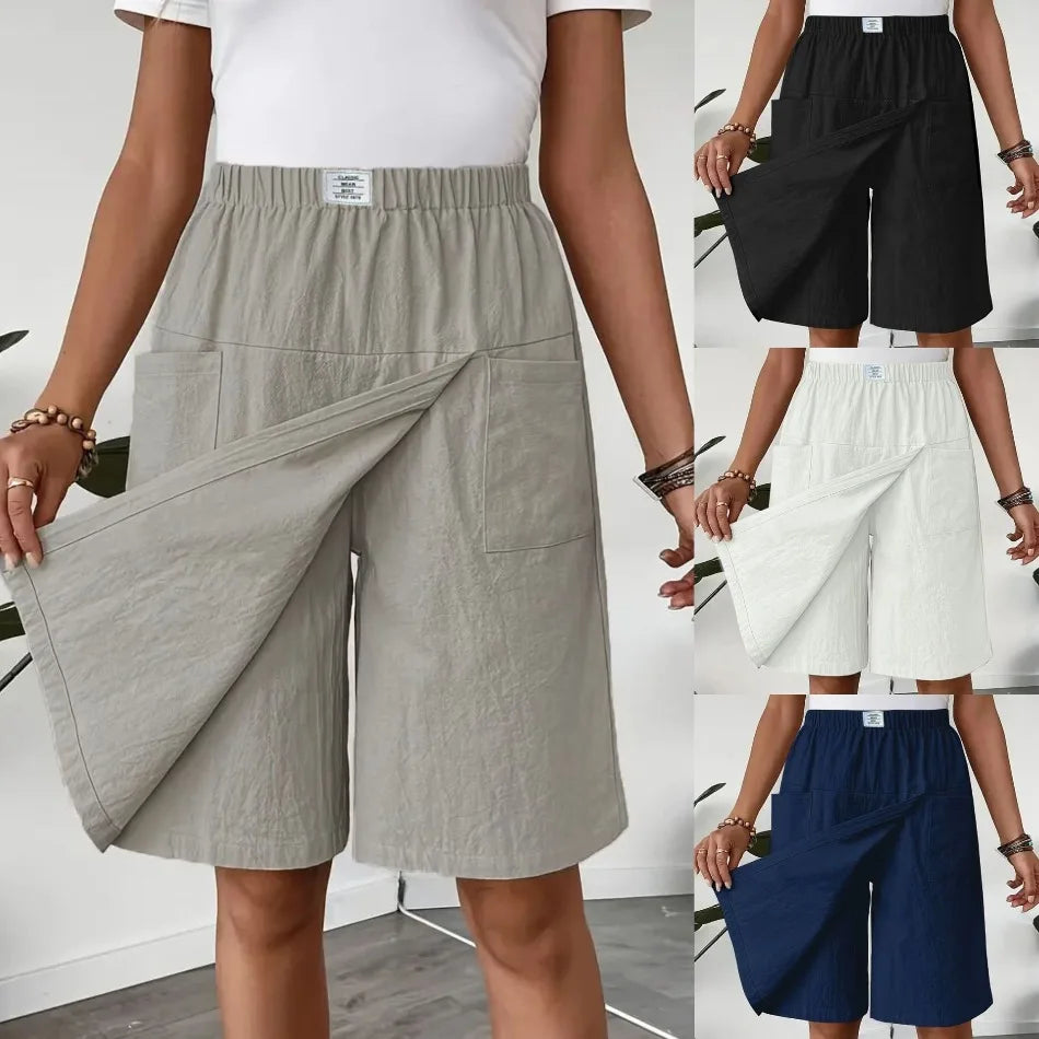 Shorts Saia Celenne™ em Linho de Algodão com Conforto Premium