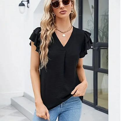 Blusinha Poliana™ com Manga em Camadas e Dobra Frontal
