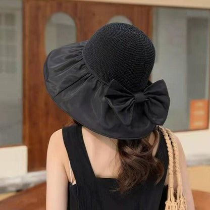 (Promoção Compre 1 Leve 2) Chapéu Clarita™ UV Dobrável com Laço / Proteja-se do Calor Mais Intenso com Muito Charme e Elegância!