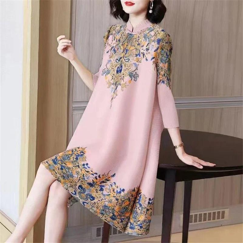 Vestido Jardin de Louvre™ em Tecido Nobre com Estampa Barroca / Elegância e Sofisticação Inspiradas na Realeza Europeia!