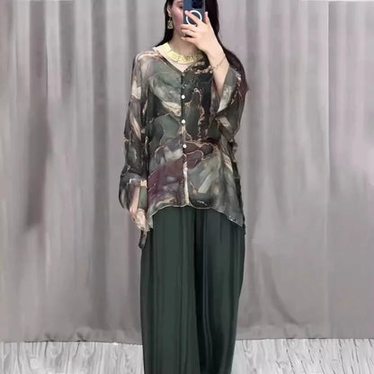 Conjunto Lunáris™ em Viscose Estampada com Brilho Acetinado / Equilíbrio Perfeito entre Conforto e Encanto!