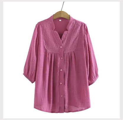 Camisa Feminina Julie™ com Manga 3/4 e Detalhe Renda -  Conforto, Elegância e Versatilidade para Todas as Ocasiões!