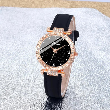 [COMPRE 1, LEVE 3] Conjunto 4 em 1 com Relógio e Joias Cravejadas Royale Noir™/ Luxo Intenso e Elegância Atemporal!