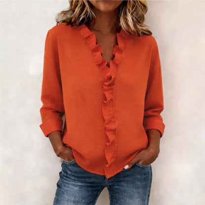 Blusa Sorelle™ com Babado Vertical e Visual Atemporal