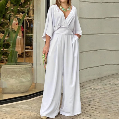 Macacão Bellavie™ com Modelagem Pantalona Fluida e Cintura Marcada