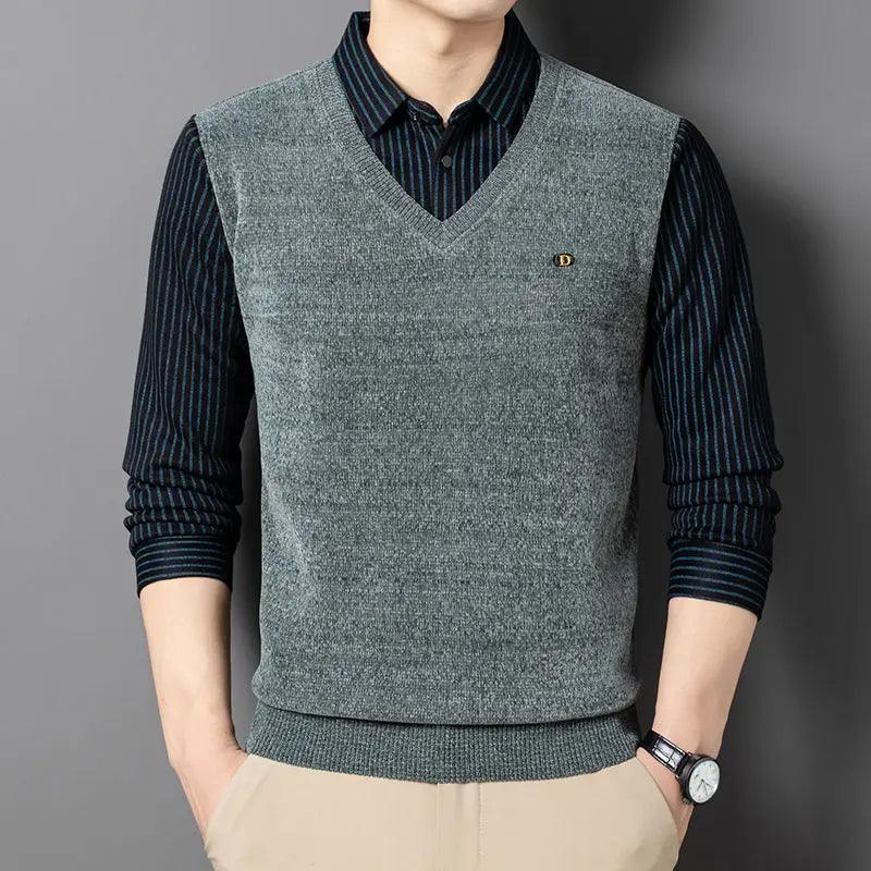 Camisa Social com Colete em Tricô Dublin™ 2 em 1 / A Elegância de Duas Peças Com a Comodidade de Uma!