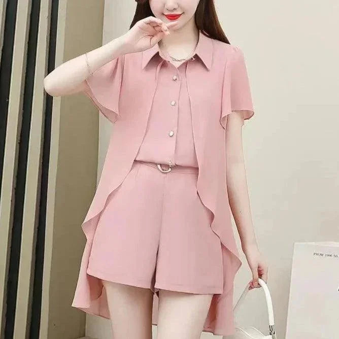 Conjunto Sofisticado Celeste™  em Chiffon de Seda / Com Toque Suave e Elegância Atemporal para o Dia a Dia!