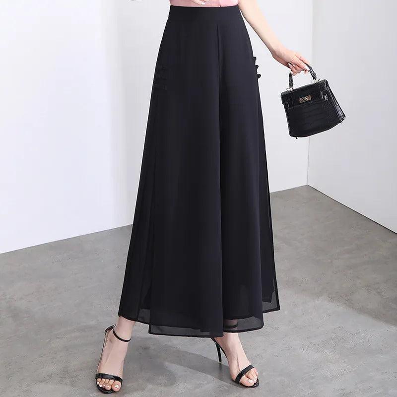 Calça Saia Palazzo™ com Dupla Camada em Chiffon / Desfile Exalando o Máximo de Beleza e Glamour!