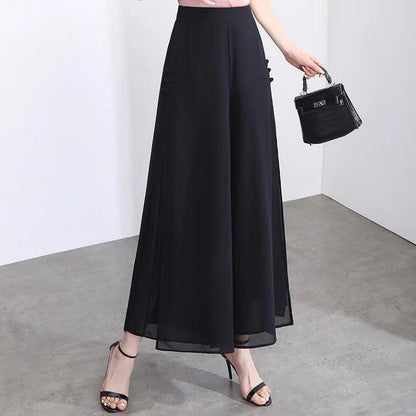 Calça Saia Palazzo™ com Dupla Camada em Chiffon / Desfile Exalando o Máximo de Beleza e Glamour!