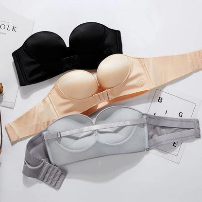 (Super Promo de Lançamento: Compre 2 e Leve 3) Kit de Sutiãs Invisíveis Giselle™ com Fivela de Sustentação e Tecido em Náilon + Elastano