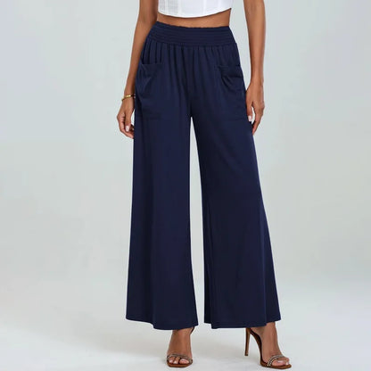 Calça Lissara™ Com Cintura Alta, Bolsos Drapejados E Modelagem Pantalona / Praticidade Com Aparência Refinada