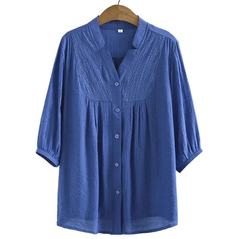 Camisa Feminina Julie™ com Manga 3/4 e Detalhe Renda -  Conforto, Elegância e Versatilidade para Todas as Ocasiões!