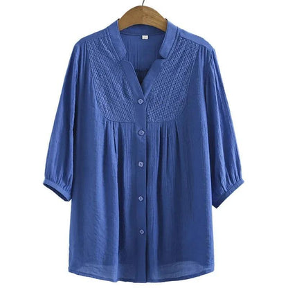 Camisa Feminina Julie™ com Manga 3/4 e Detalhe Renda -  Conforto, Elegância e Versatilidade para Todas as Ocasiões!