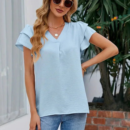 Blusinha Poliana™ com Manga em Camadas e Dobra Frontal