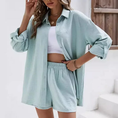 Conjunto Alma™ com Camisa e Shorts em Algodão Texturizado