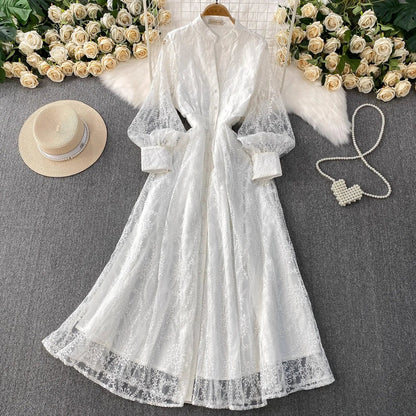 Vestido Imperial™ Rendado com Mangas Bufantes