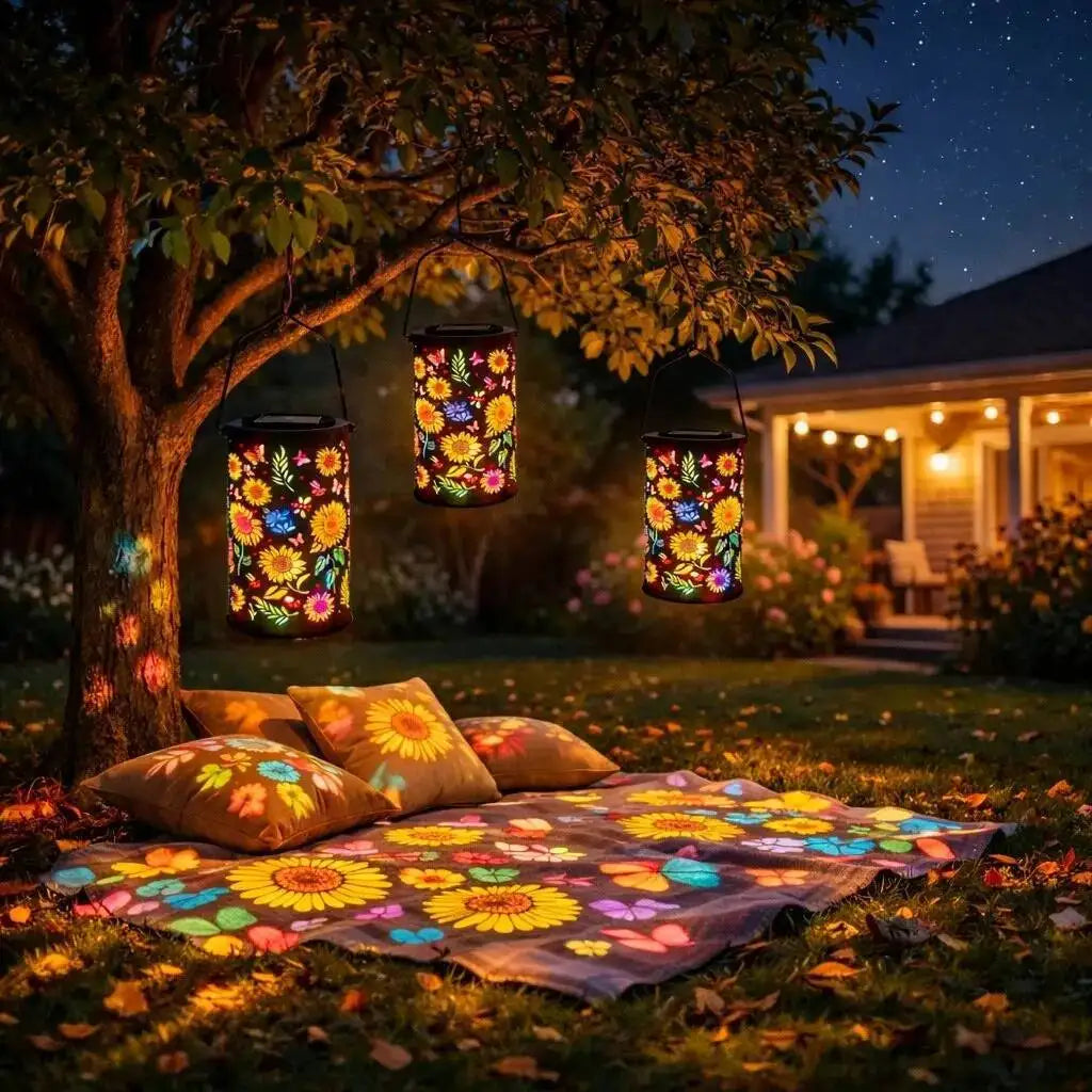 Lanterna Solar Sunshine™ com Projeção Floral e Resistênica à Água