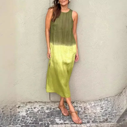 Vestido Siena™ em Linho de Algodão com Efeito Degradê