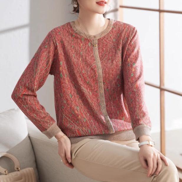 Blusa Manga Longa Flor de Liz™ com Detalhes em Strass e Tecido em Algodão / A Campeã de Elogios do Outono Inverno 2024!