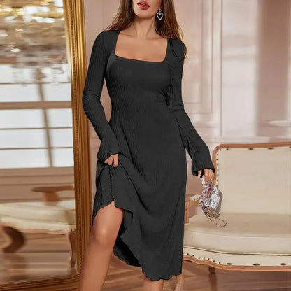 Vestido Émeline™ com Decote Quadrado e Ajuste na Cintura