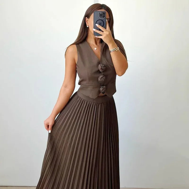 Conjunto Annabeth™ em Alfaiataria Suave com Detalhes Florais / Leveza e Sofisticação para Todos os Momentos