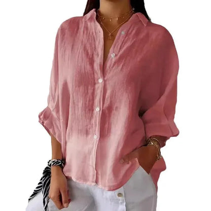 (Promoção Compre 1 e Leve 2) Camisa Cassandra™ em Linho de Algodão / Caimento Soltinho para uma Sensação Agradável no Seu Dia a Dia!