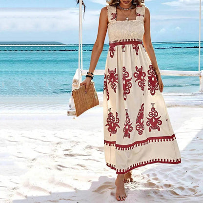 Vestido Mykonos Beach™ com Estampas Barrocas e Caimento Impecável / A Elegância das Praias Gregas com o Conforto de um Look Descontraído!