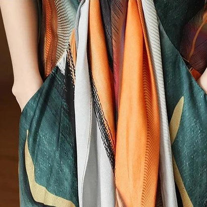 Vestido Silk Isabel™ Arte Abstrata / Sofisticação e Charme em Cada Detalhe!