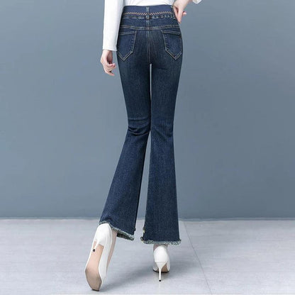 Calça Jeans Folks™ Moda Country / Com Cintura Elástica e Acabamento Charmoso!