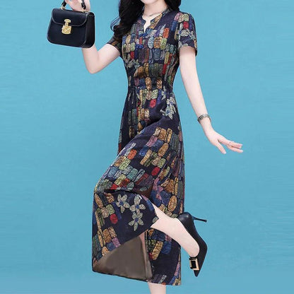 Vestido Mosaico Encantado™ com Caimento Soltinho Encantador /  Estampa Artística para um Estilo Incomparável!