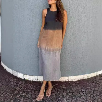 Vestido Siena™ em Linho de Algodão com Efeito Degradê