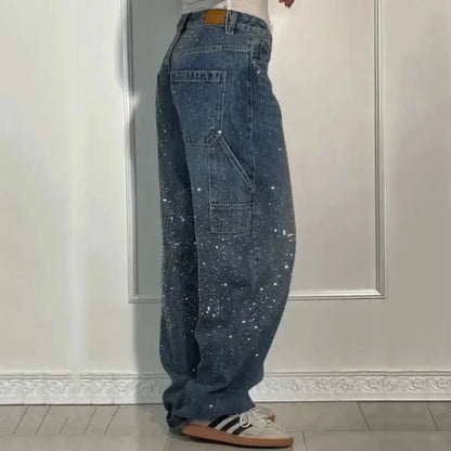 Calça Jeans Sparkle™ com Corte Reto e Brilho Aplicado / O Glamour das Ruas em Movimento!