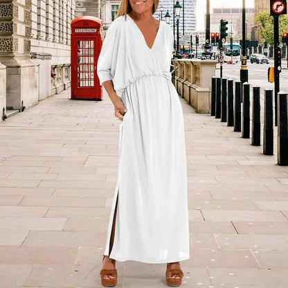 Vestido Ladine™ em Malha Soltinha com Fenda Lateral / Leveza e Conforto com um Toque Casual-Chique!