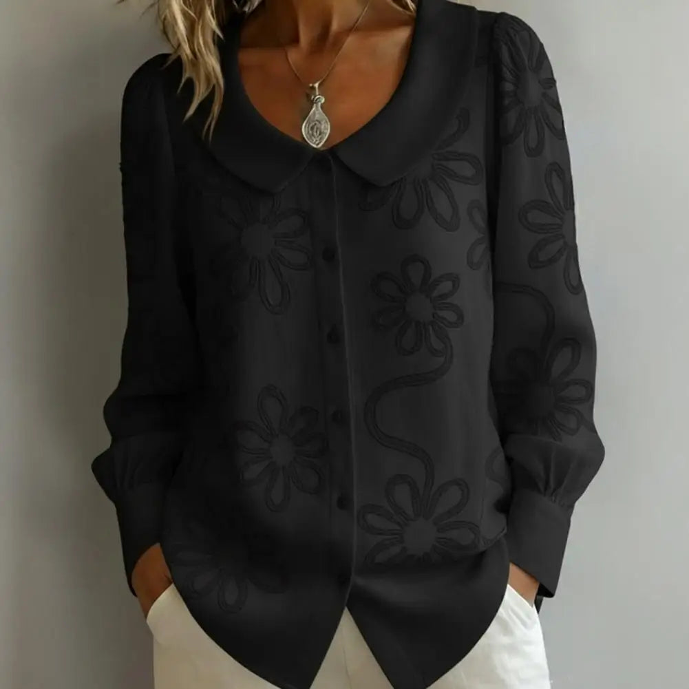 Camisa Fiorenne™ com Bordado Floral e Caimento Delicado