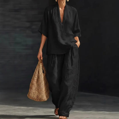Conjunto Nemora™ em Linho de Algodão com Design Minimalista