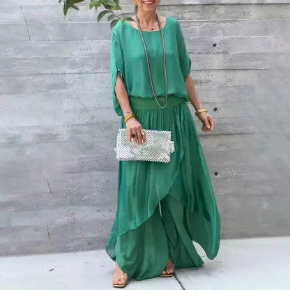 Conjunto Zafira™ em Viscose com Camadas Soltas e Cintura Confortável / Conforto Chic que Te Acompanha Onde For