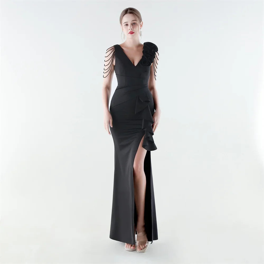 Vestido Aurielle™ com Ombro Decorado e Acabamento Premium