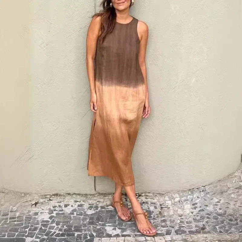 Vestido Siena™ em Linho de Algodão com Efeito Degradê