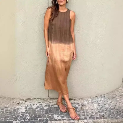Vestido Siena™ em Linho de Algodão com Efeito Degradê