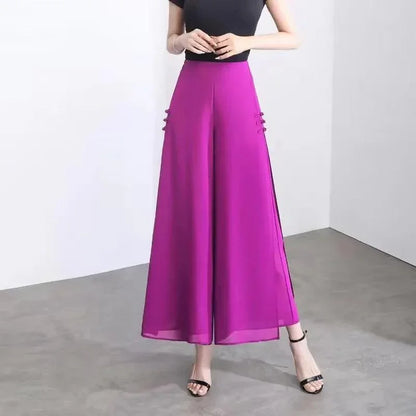 Calça Saia Palazzo™ com Dupla Camada em Chiffon / Desfile Exalando o Máximo de Beleza e Glamour!