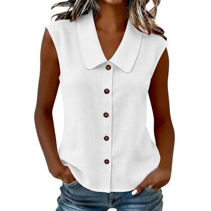 [COMPRE 1 E LEVE 2] Camisa Celinea™ em Linho de algodão Com Gola Elegante e Botões Frontais / Leveza Que Combina Com Tudo