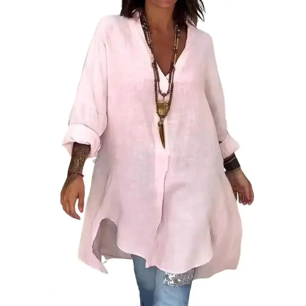 Camisa Despojada Hillary™ em Algodão Suave / Elegância Casual e Conforto para o Seu Dia a Dia!