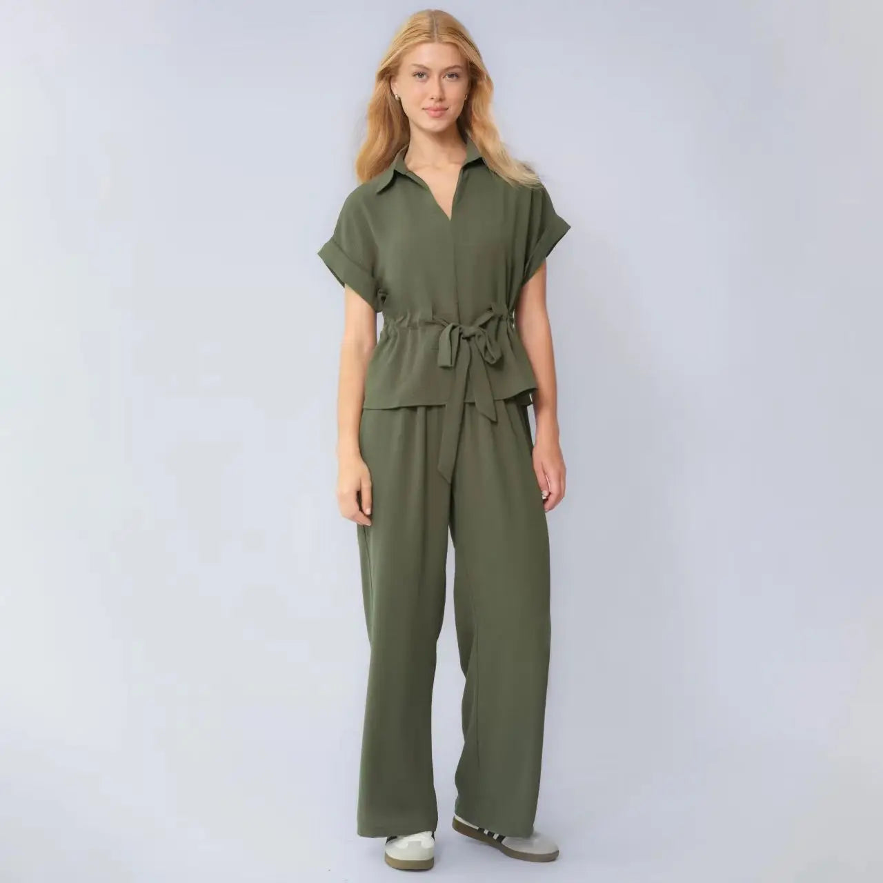 Conjunto Valena™ com Amarração de Laço e Pantalona Fluida / Cintura Marcada com Conforto de Segunda Pele