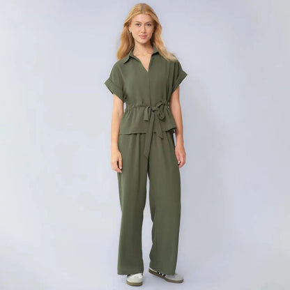 Conjunto Valena™ com Amarração de Laço e Pantalona Fluida / Cintura Marcada com Conforto de Segunda Pele