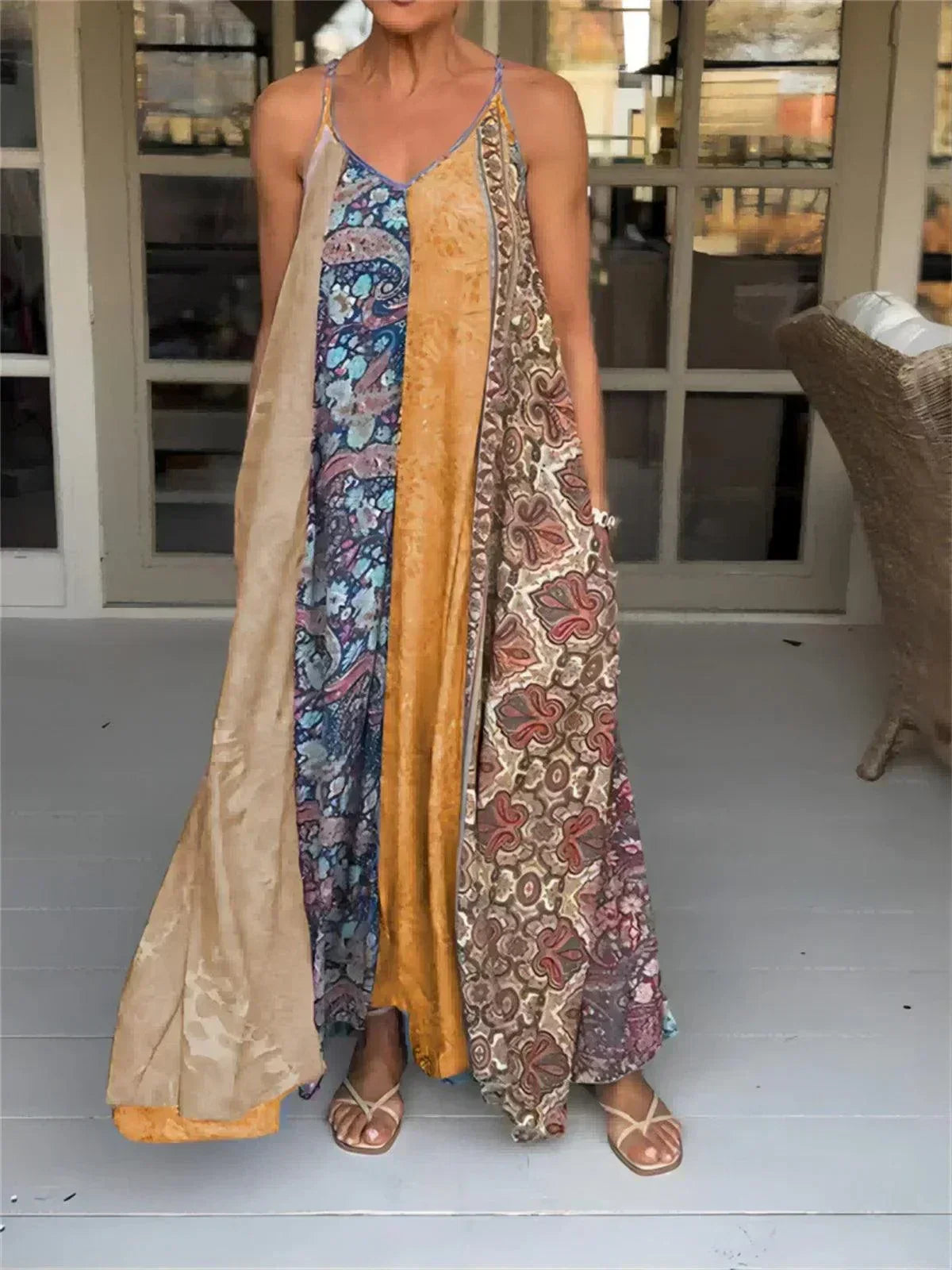 Vestido Boho Santa Monica™ com Caimento Fluido e Estampas Exclusivas / Elegância Despojada e Conforto em Cada Movimento!