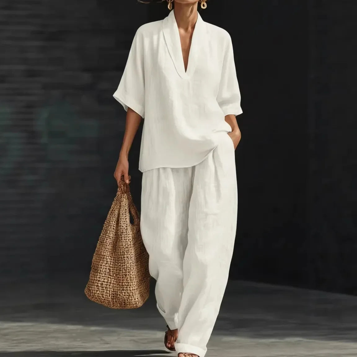 Conjunto Nemora™ em Linho de Algodão com Design Minimalista