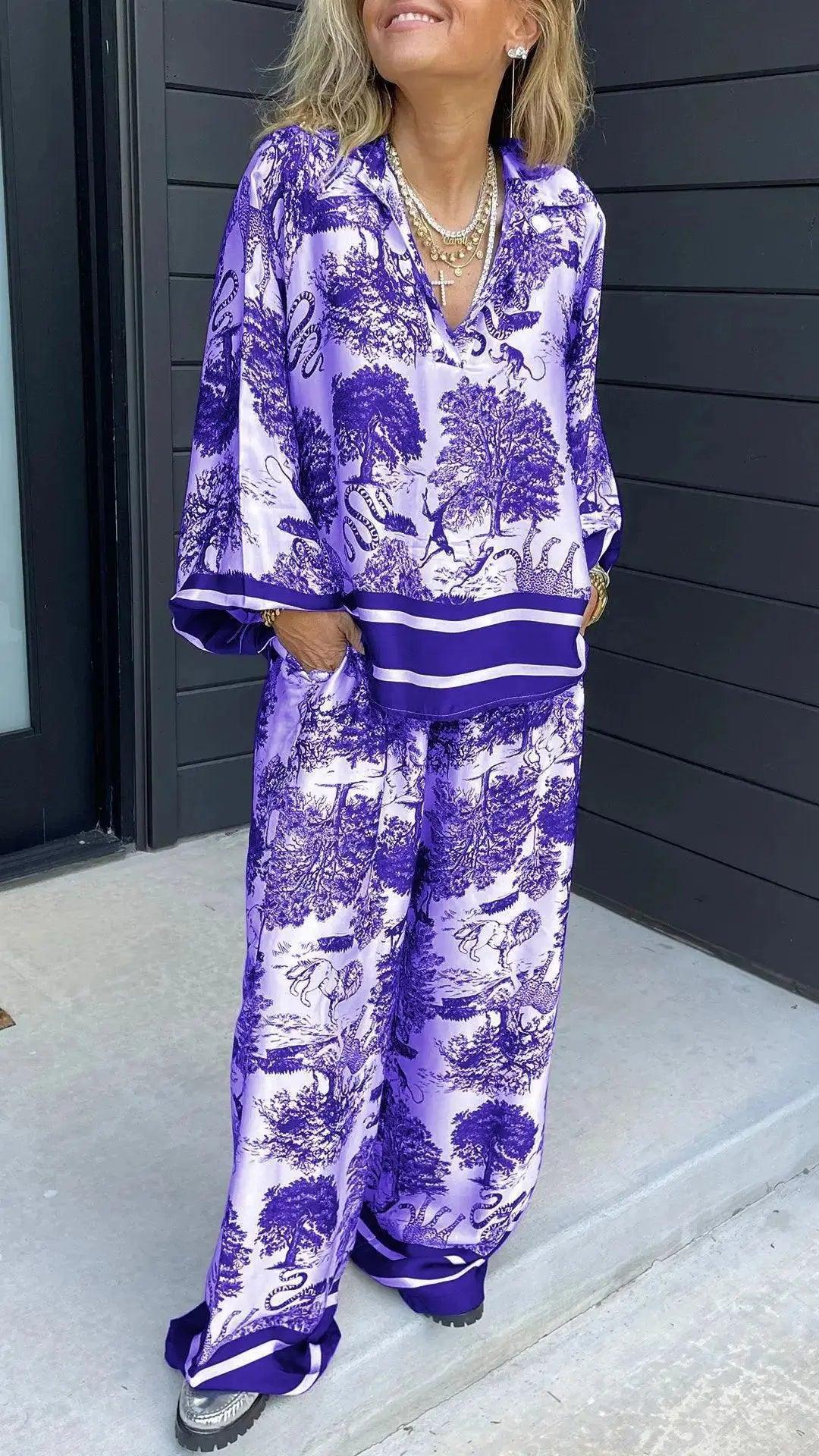 Conjunto La Grecca™ em Chiffon com Toque Acetinado / Moda do Verão Europeu com Elegância e Frescor Atemporal!